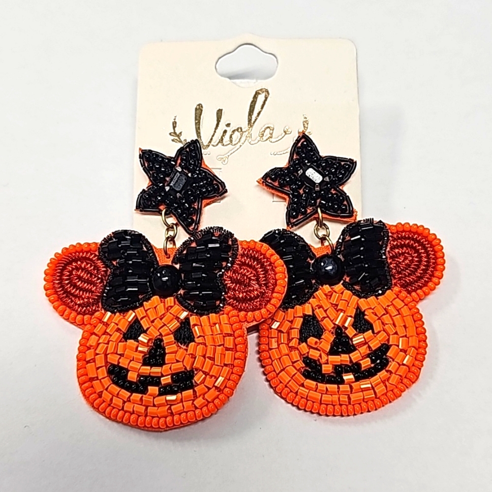 Pumpkin Mouse Beaded earrings